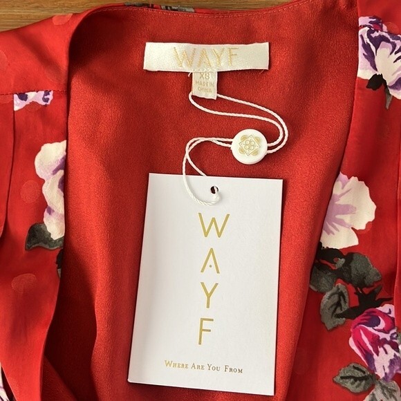NWT WAYF Red Roses Ruffle Wrap Mini Dress XS - Picture 11 of 15